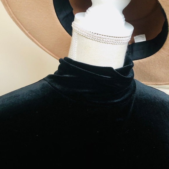 Vintage Black Velvet Mockneck Long Sleeve Mini Dress - Picture 7 of 10